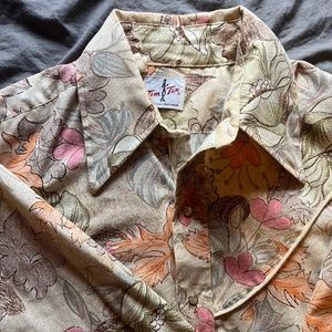1970’S TEM TEX FLORAL WESTERN SNAP SHIRT MEDIUM × 1